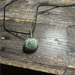 Genuine Aventurine Wire Wrapped Pendant Necklace